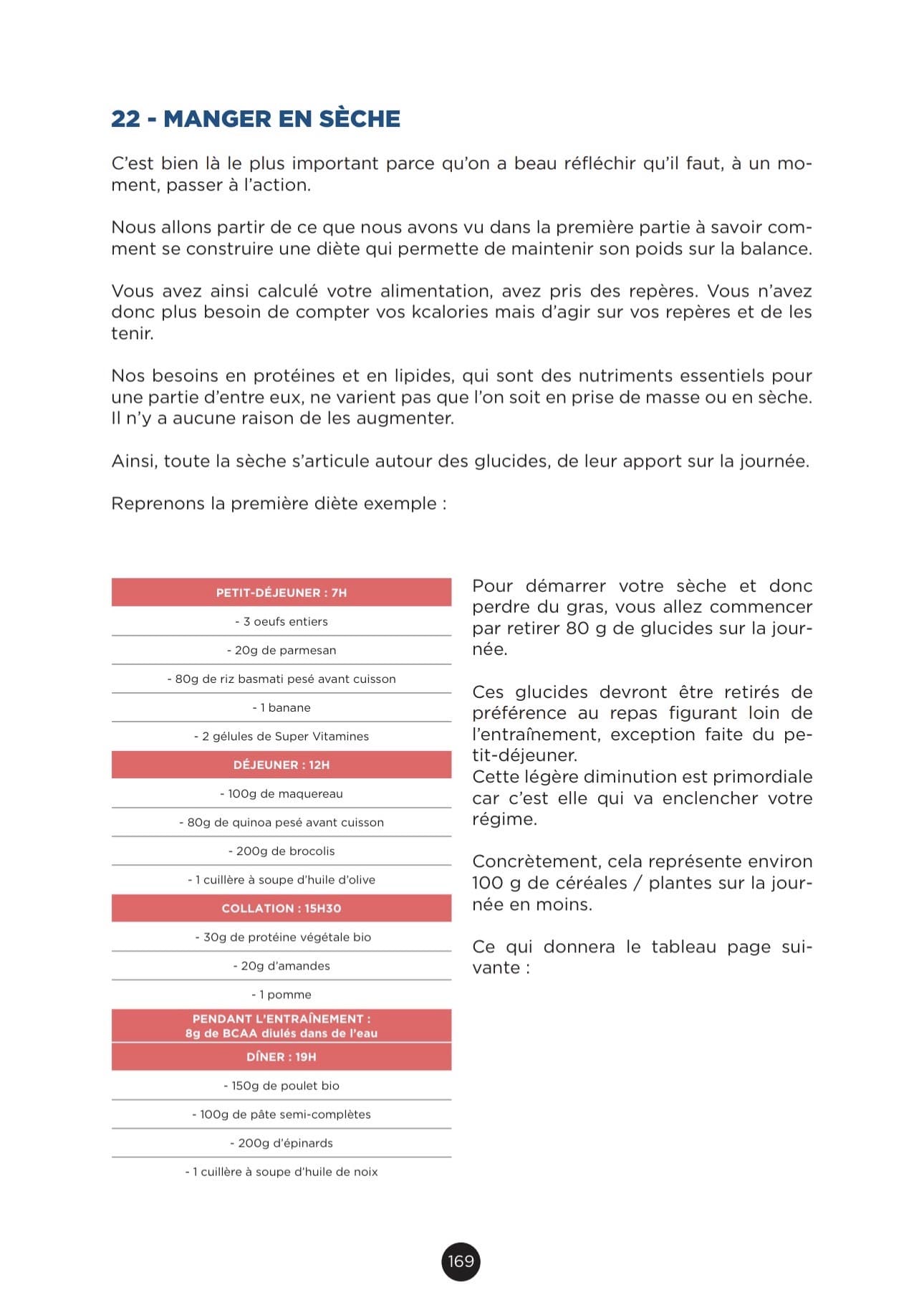 Exemple diète de sèche